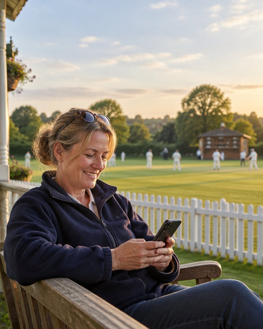 Volunteer at a cricket club checking the SportMember app